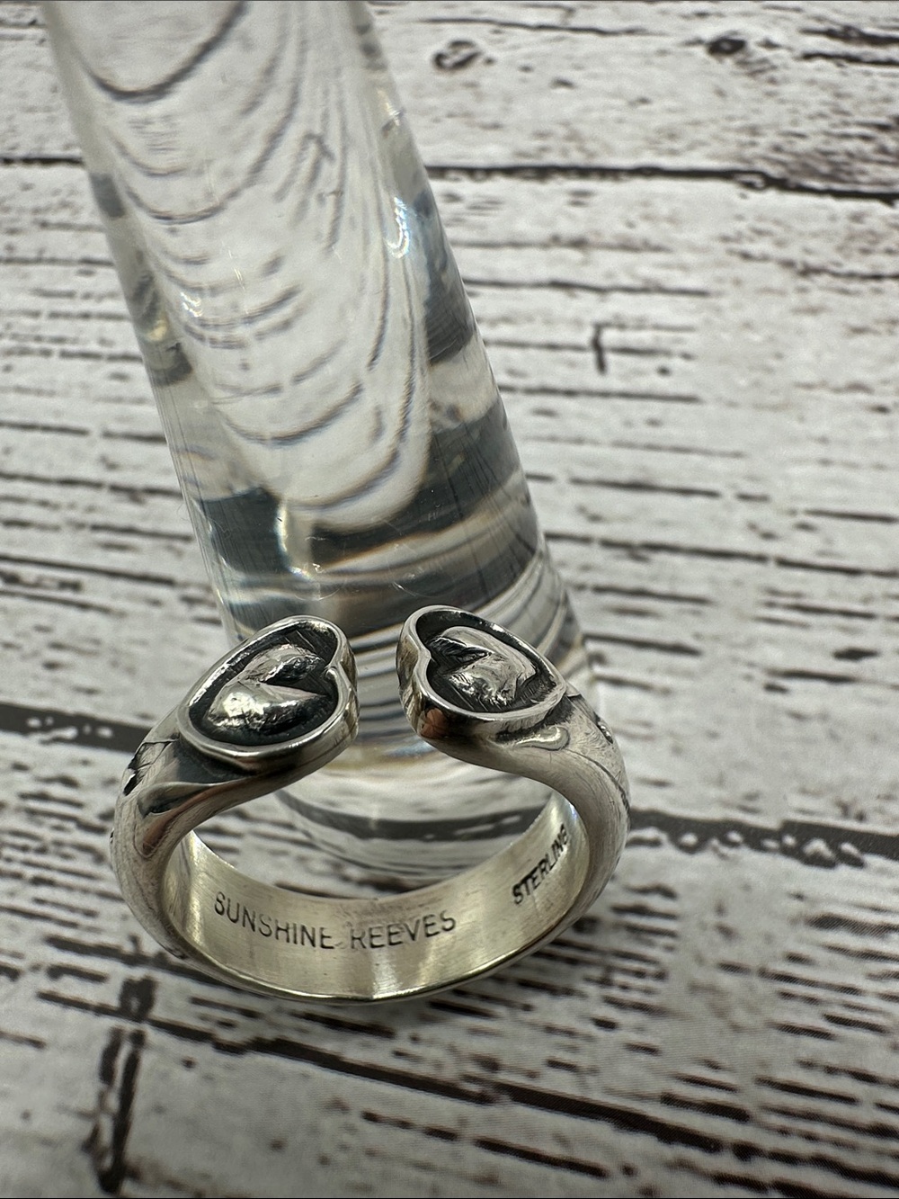 Sunshine Reeves Sterling Silver Double Heart Open Ring - Silver